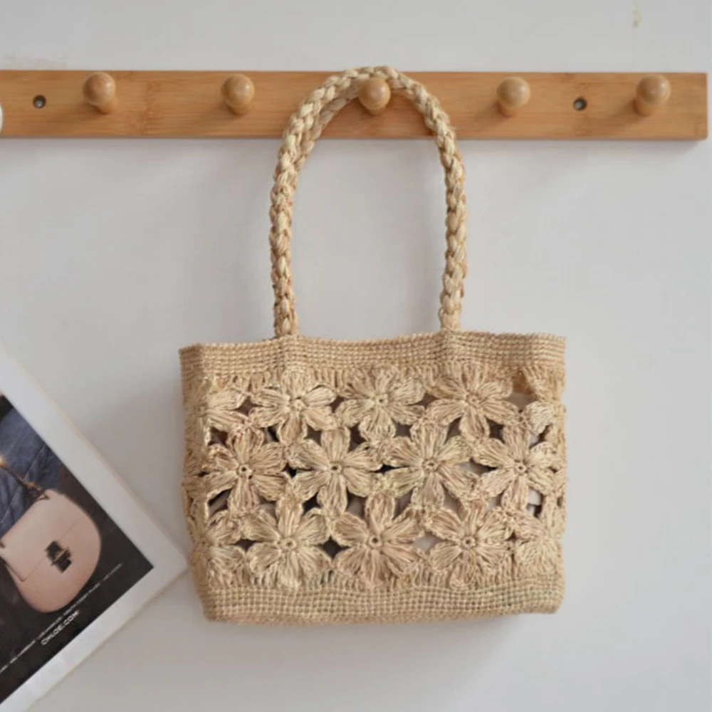 Women Bags Handmade - Tas Jerami Bohemian Motif Bunga, Tas