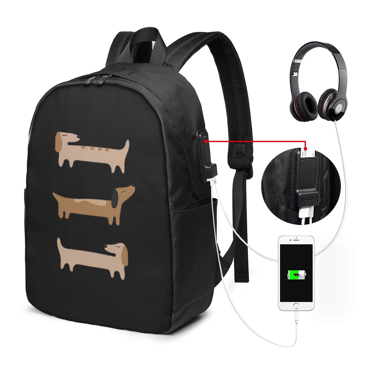 Womens Backpack - Dekorasi Rumah - Tas Ransel Dachshund