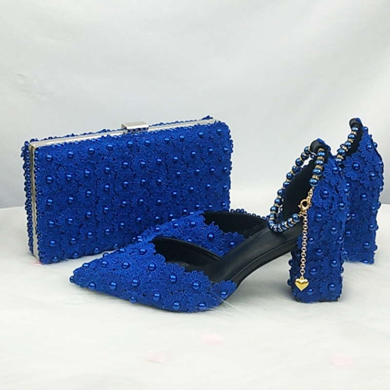 Women Bags For Party - Sepatu pengantin BaoYa Fang biru putih