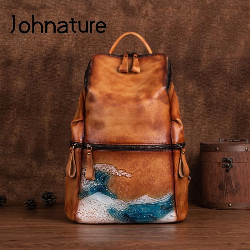 Women Bags Handmade - Johnature Ransel Wanita Kulit Asli Tas
