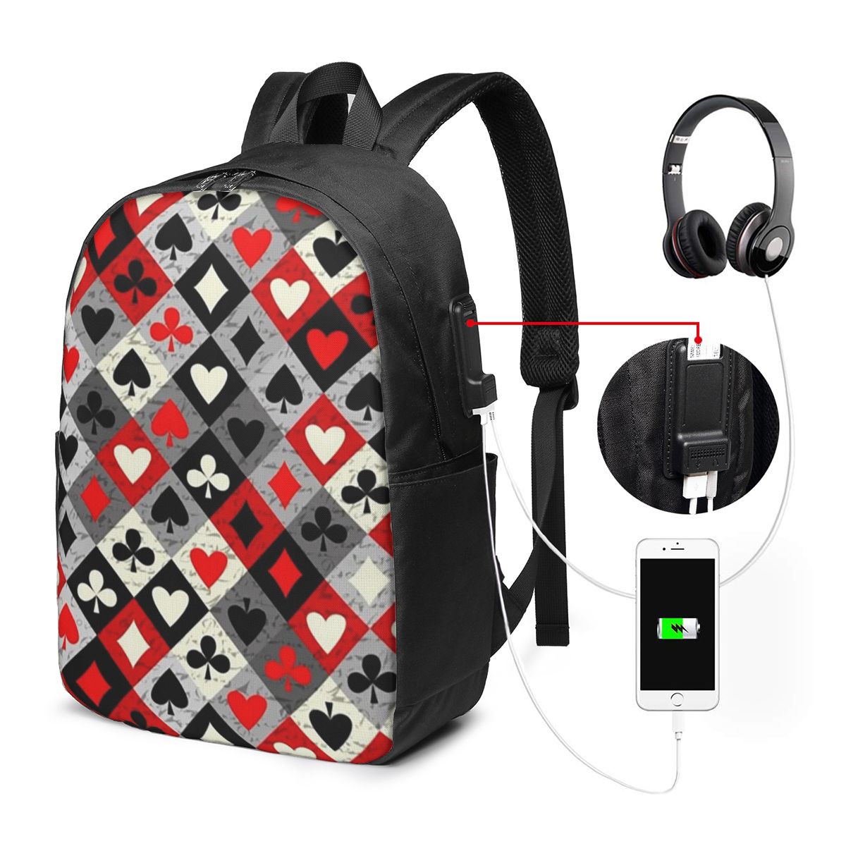 Tas Ransel Motif Kartu Poker,  - Womens Backpack ulasan dan harga